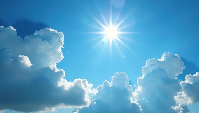 Strahlen des Sonnenlichts durch Wolken auf blauem Hintergrund, wolkenstrahlen, sonnlicht, hellblaues Licht