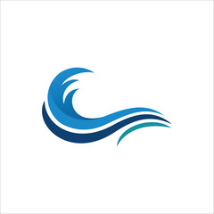 Naklejka premium Abstract blue wave design with nature-inspired elements incorporating water motifs, in a flowing decorative pattern.