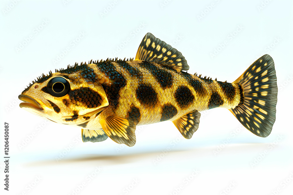Poster realistic rendering of colorful freshwater fish with unique patterns
