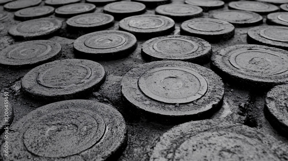 Poster dark grey circular stone pattern abstract background texture