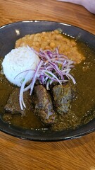 peruvian beef stew with beans and rice