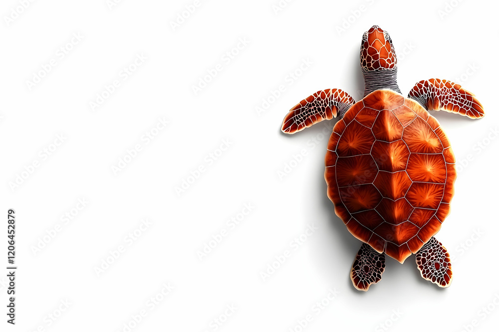 Poster colorful sea turtle on white background with intricate patterns