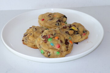 homemade m&m monster cookies on a plate