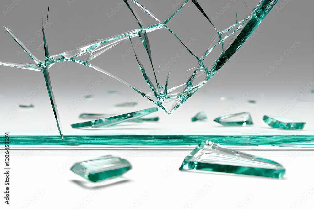 Aufkleber broken glass shards creating dynamic patterns in modern design