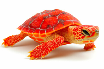 Obraz premium Vibrant Red Turtle with Intricate Shell Patterns and Details
