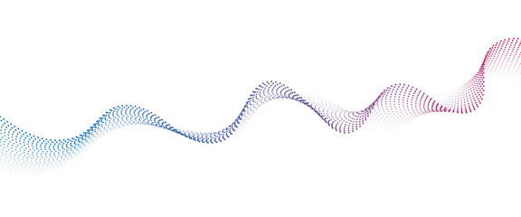 Flowing Dot Wave halftone gradient pattern on transparent background	
