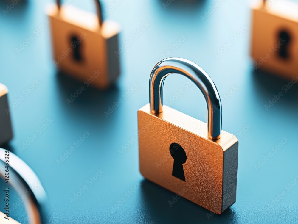 Aufkleber secure digital assets protected by strong locks data privacy concept
