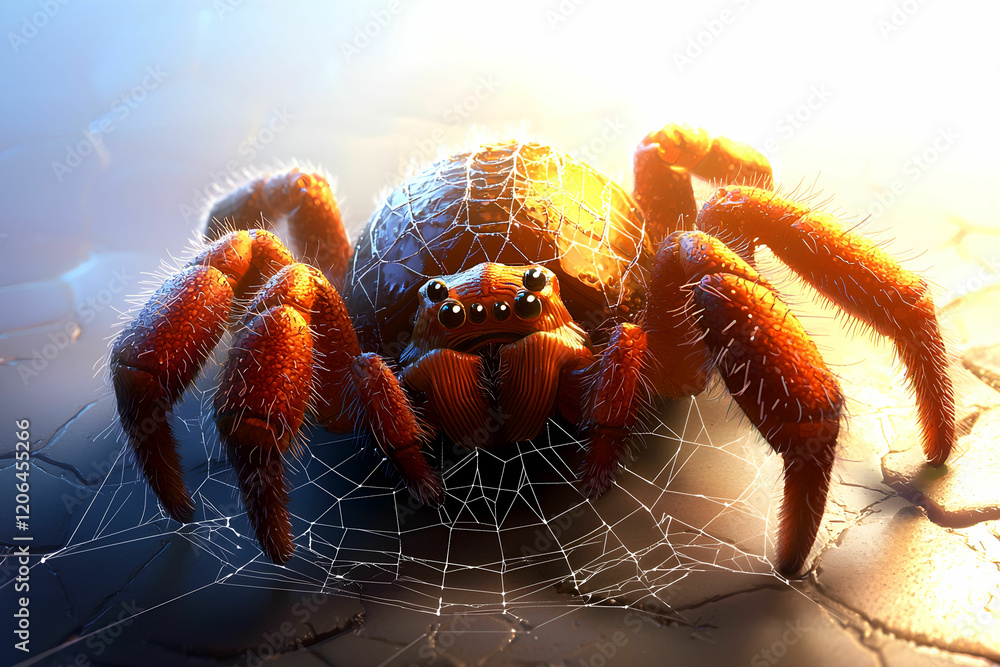 Aufkleber close-up of spider in web with soft light and detailed textures