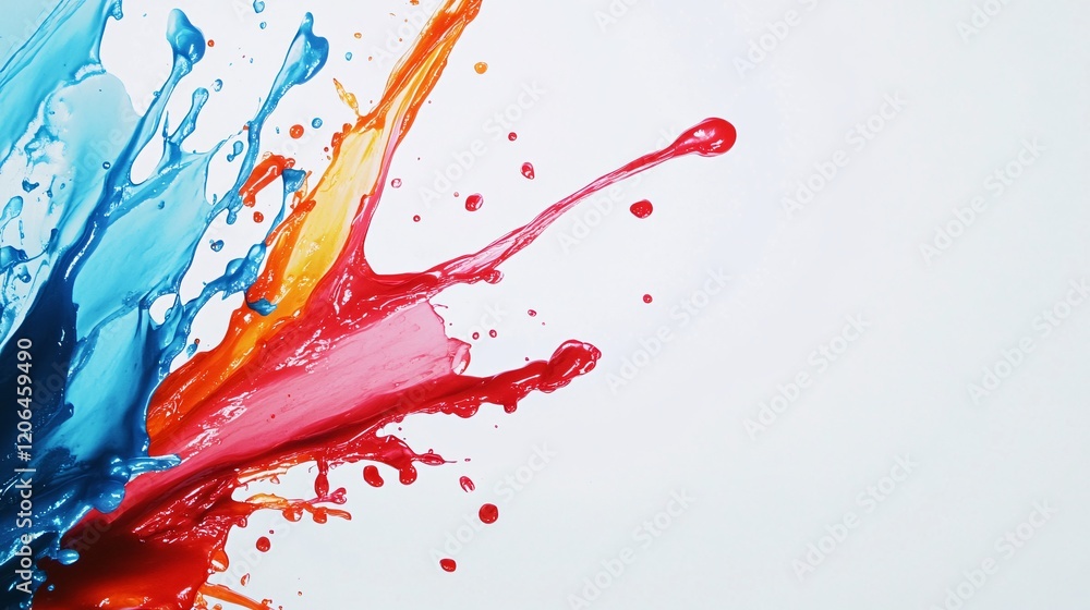 Aufkleber Colorful paint splashing on white background creating abstract design