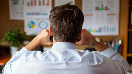 Business analyst assesses company progress using performance metrics