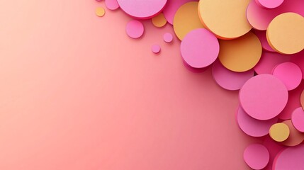 Pink and orange circles creating an abstract design on pink background