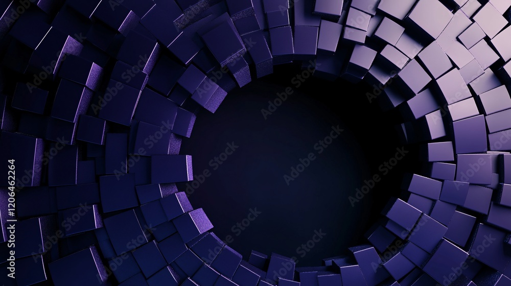 Aufkleber Abstract purple cubes rotating and creating a circular opening