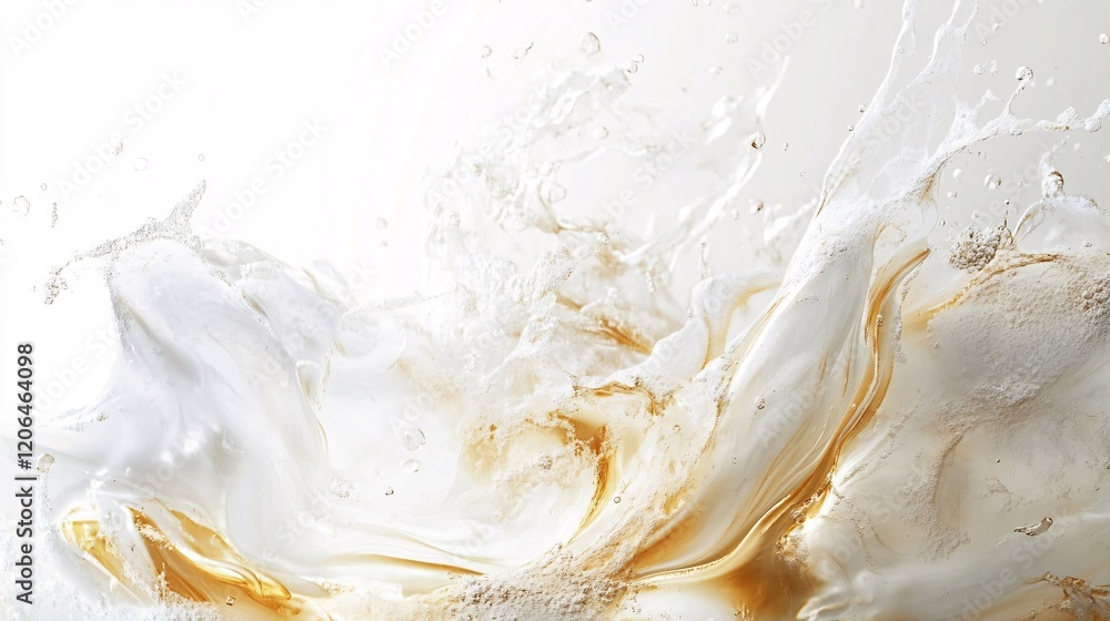 Aufkleber Golden splashing liquid creating a dynamic abstract shape