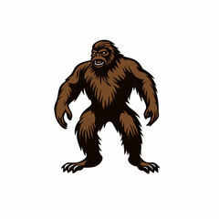 Fototapeta premium Bigfoot sasquatch vector illustration, Mythical creature beast hiking camping clip art element