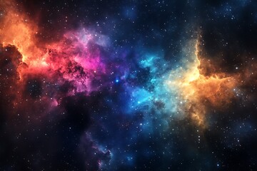 Fototapeta premium A vibrant cosmic nebula showcasing colorful gas and stars.