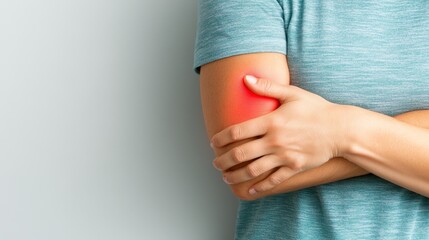 Closeup of woman's arm with prominent red spot, possible skin irritation or allergic reaction.