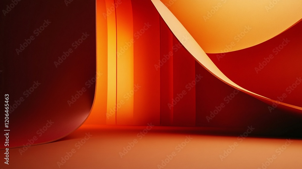 Aufkleber Abstract orange and red shapes creating a modern and dynamic composition