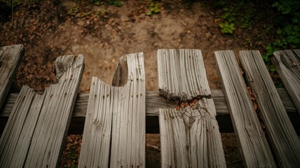 Close-up of weathered wooden planks with distinct textures and imperfections, showcasing nature's wear and changes over time.