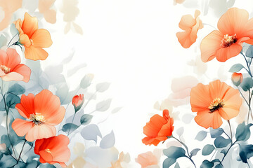 Fototapeta premium Watercolor floral accents forming intricate side borders, ideal for design transparency.