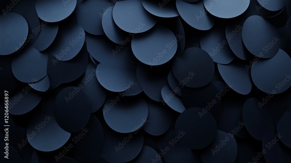 Poster Dark blue overlapping circles creating textured abstract background