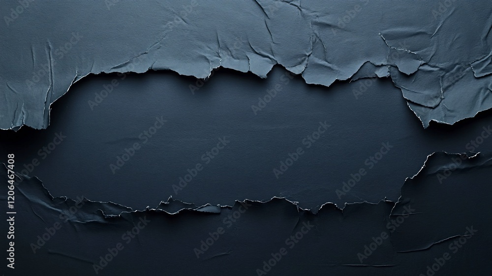 Poster torn crumpled paper creating a horizontal gap revealing dark background