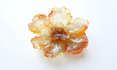 Glass flower brooch, studio shot, white background, jewelry design