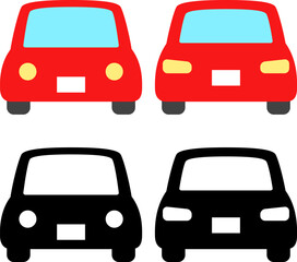 自動車の正面と後方のシンプルなアイコン