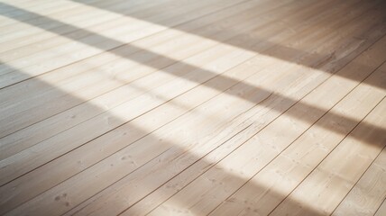 Sunlight casting gentle shadows on a light wooden floor, creating a warm and inviting atmosphere.