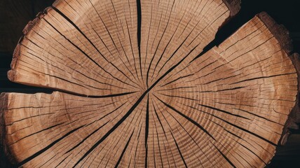 Close-up view of a tree stump displaying intricate wood patterns and textures in warm tones, showcasing the beauty of nature's craftsmanship.