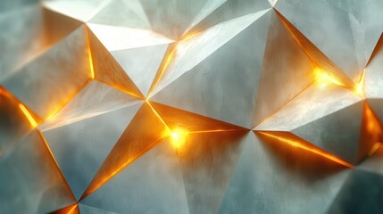 Illuminated Geometric Forms: Abstract Textured Surface with Golden Light