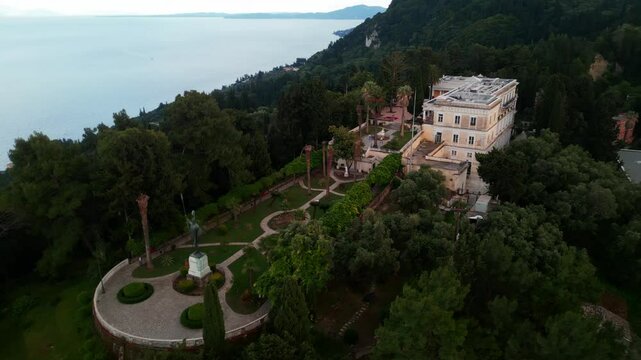 Drone view of Achillion Palace Corfu