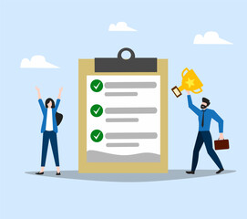 Business people  illustration to do list and achievement success task and clipboard