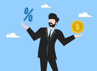 person with money in their hands with percentage