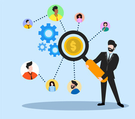 business people with gears and earn money with conneting networking business