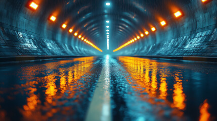 Futuristic Tunnel with Vibrant Lights