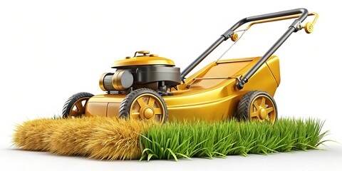 Fototapeta premium Golden Grass Trimmer Isolated on White Background - Professional Gardening Tool