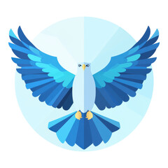 Obraz premium Majestic Blue Bird in Flight Wings Spread Wide Symbolic of Peace and Freedom