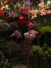 Wall of flowers dark lighting