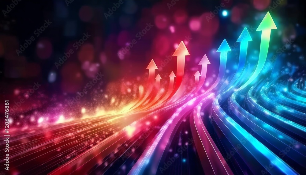 Poster a vibrant abstract image featuring colorful arrows pointing upward, symbolizing growth and progress 