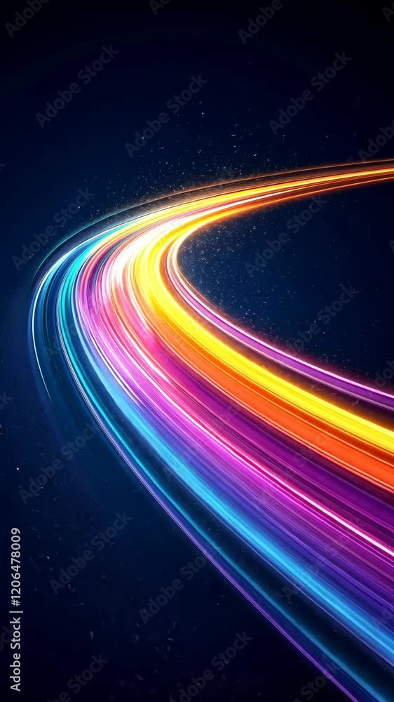 Poster colorful light trails create a dynamic swirl against a dark background in this vibrant display of mo