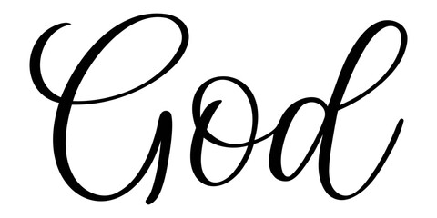 Calligraphic inscription - God on white background