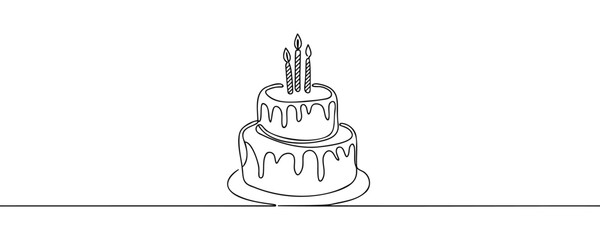 Elegant Birthday Cake continuous one line drawing doodle vector illustration