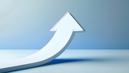 A sleek, upward arrow against a gradient background, symbolizing growth, progress, and forward movement in a minimalist design.