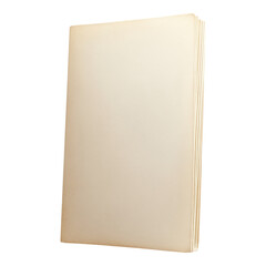 Stack of Vintage Cream Colored Blank Paper Sheets Aged Book Pages Isolated on White Background