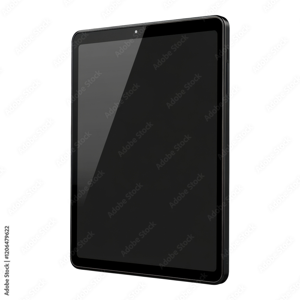 Poster sleek black tablet computer mockup modern digital device blank screen for app presentation