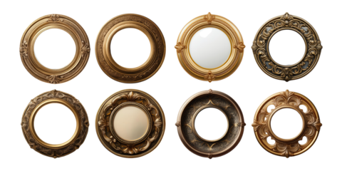Decorative Round Frames on Transparent Background