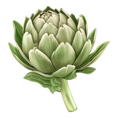 Fototapeta premium Fresh Artichoke Vegetable Detailed Botanical Illustration Green Plant Culinary Ingredient