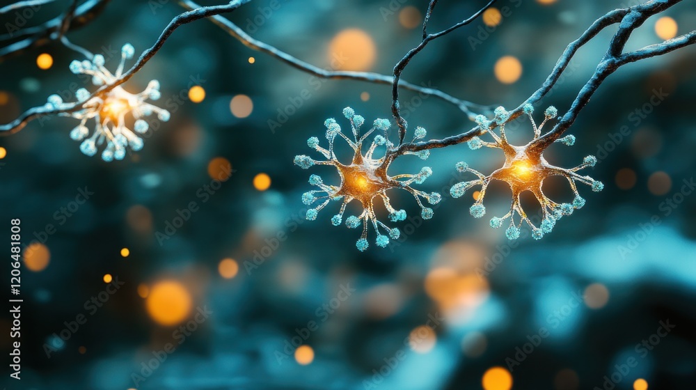 Poster illuminated neural connections a microscopic journey into the complexity of the brain