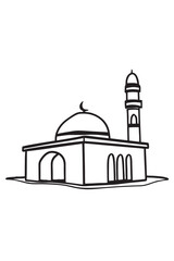 Simple Mosque Line Art Illustration	mosque, line, art, simple, islamic, building, architecture, illustration, dome, minaret, prayer, muslim, culture, 