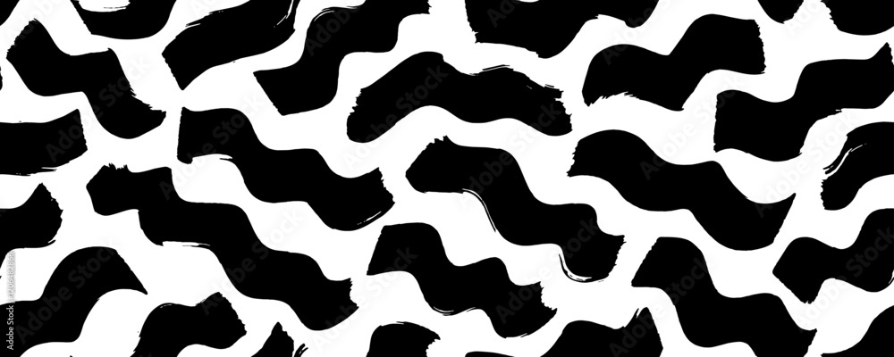 Aufkleber marker drawn bold wavy lines seamless pattern. abstract modern geometric curved wavy ornament backgr